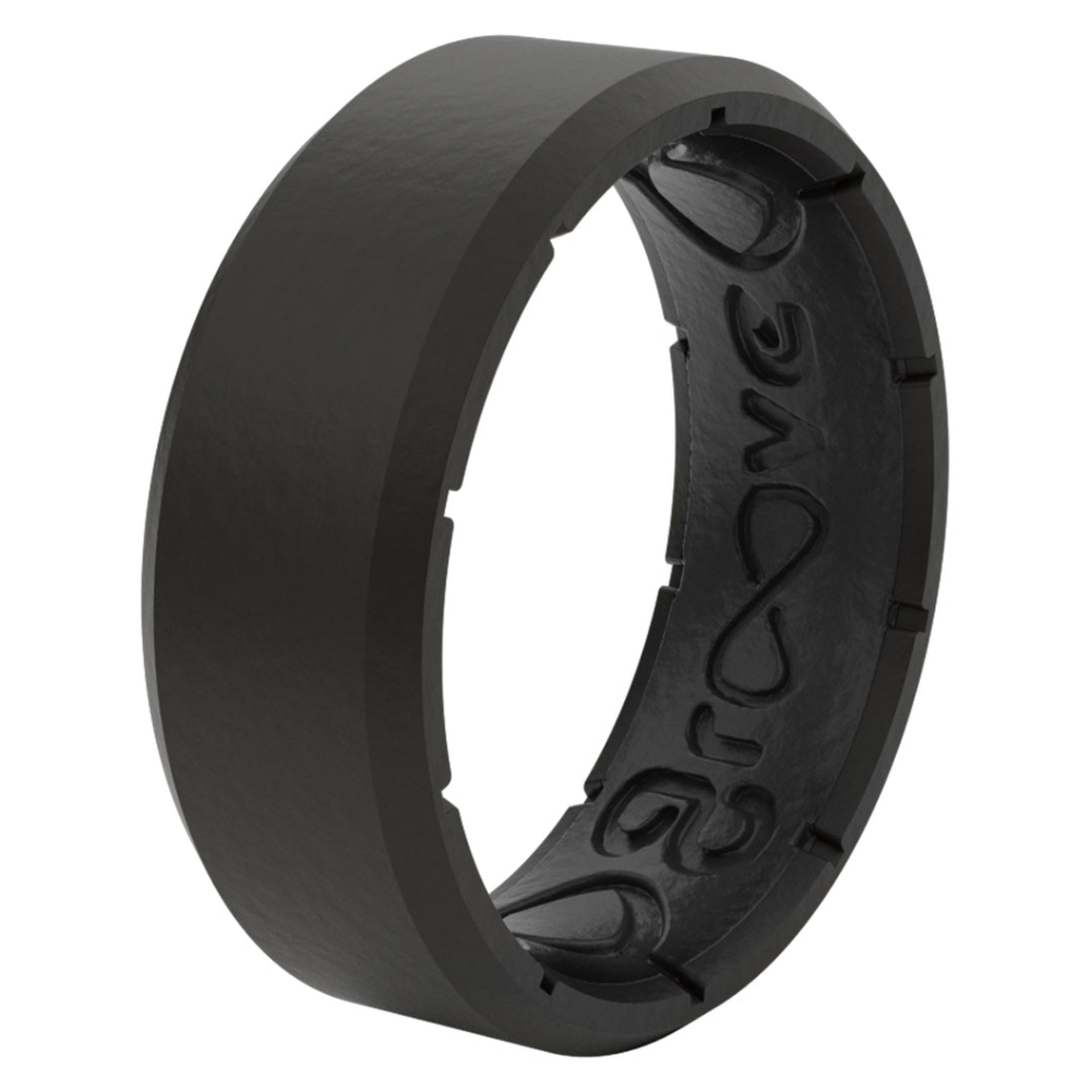 Groove Ring Solid Black Ring New - image 2